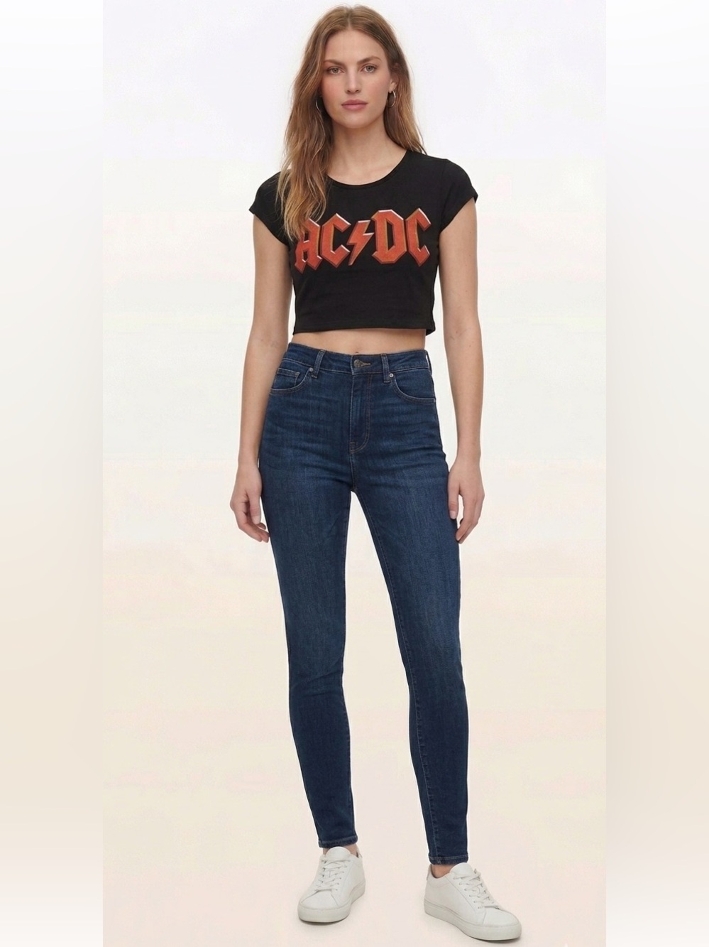 New AC⚡️DC Black Crop Baby Tee